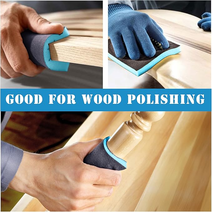 8Pcs 180 Grit Sanding Sponge, Jamiikury Fine Sanding Blocks Washable and Reusable, Wet Dry Sandpaper Sponge for Wood Metal FurniturePaint and Drywall