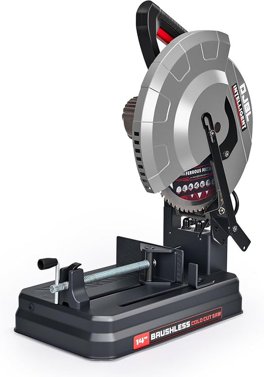 DJBL 14" Brushless Cold Cut Saw - 3500w, Changeable Speeds, 66 Teeth Ferrous Metal Blade, 45 Degree Adjustable