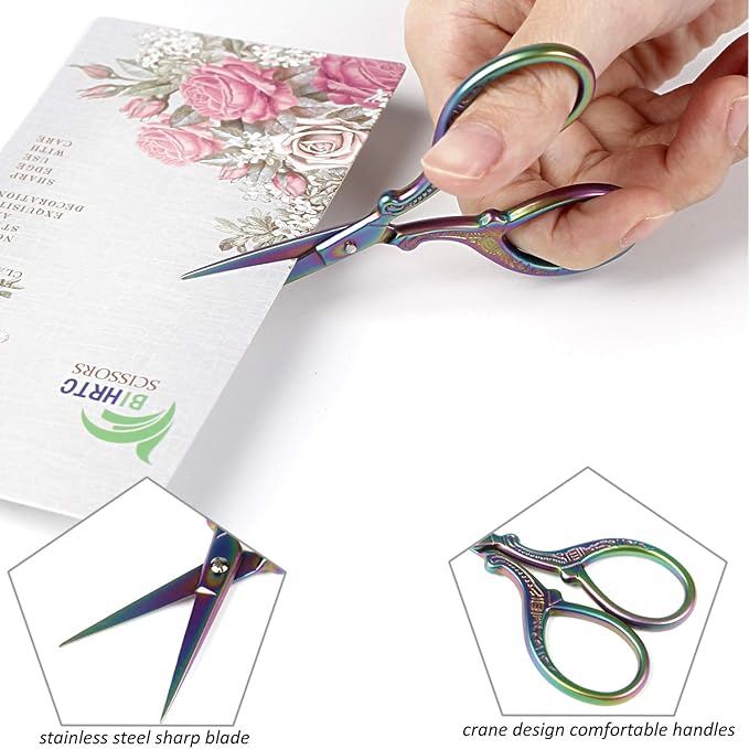 BIHRTC 3.6 Inch Mini Embroidery Scissors Sewing Crafting Stainless Steel Sharp Tip Scissors Shears for Needlework Threading Craft Art Work DIY Tools Cross Sticth