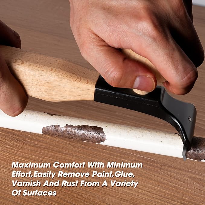 Premium Ergonomic Carbide Scraper ??2.5-inch YG10 Carbide Blade ??Comfortable Beech Wood Handle ??Professional Quality Paint Scraper Tool for Paint, Varnish, Glue & Rust Removal, Save time & effort