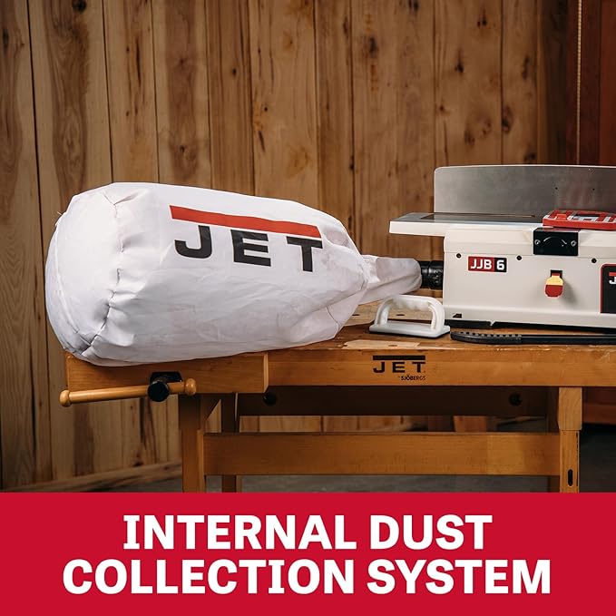 JET 6-Inch Benchtop Jointer, Helical Cutterhead, 1 HP, 115V 1Ph (JJ-6HHBT)