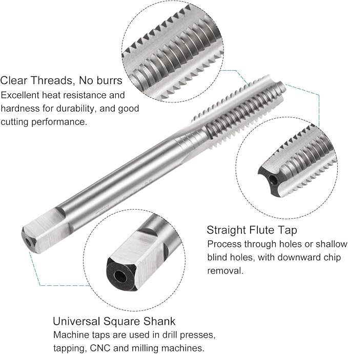 uxcell Metric Tap and Drill Bit Set, M10 x 1.5 Thread Tap & 8.5mm Black Oxide Twist Drill Bit, Straight Flute Tap Tapping Threading Repair Tool Kit