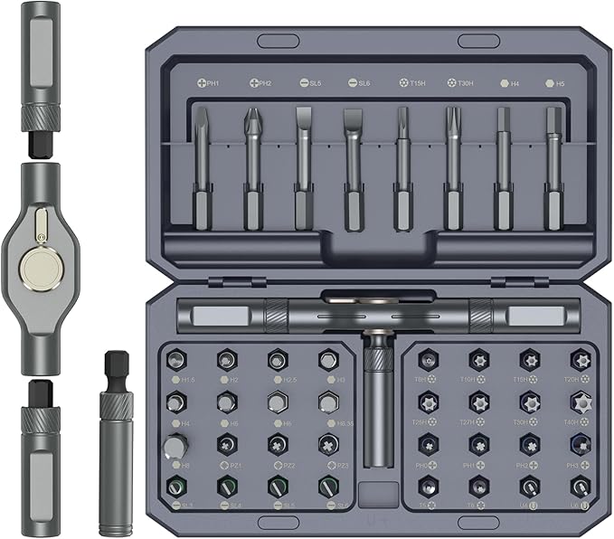 LOFICOPER Ratchet Screwdriver Set, 42 in 1 Magnetic Screwdriver Set with Disassemble Ratchet Handle, Multipurpose DIY Repair Tool Kit with Case, 40 Bits for Furniture, Electronics, Christmas for Men