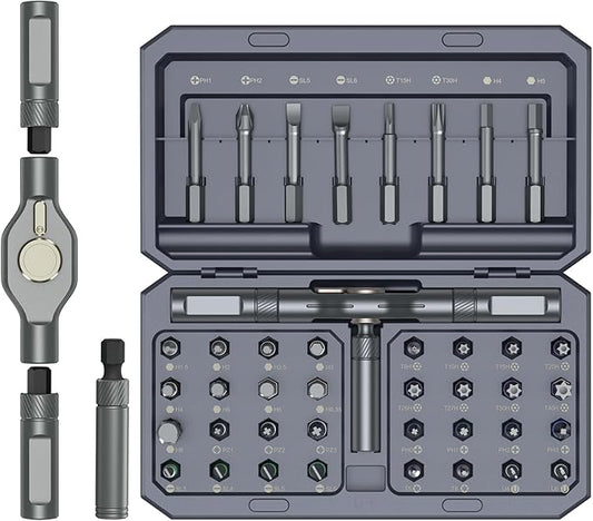 LOFICOPER Ratchet Screwdriver Set, 42 in 1 Magnetic Screwdriver Set with Disassemble Ratchet Handle, Multipurpose DIY Repair Tool Kit with Case, 40 Bits for Furniture, Electronics, Christmas for Men