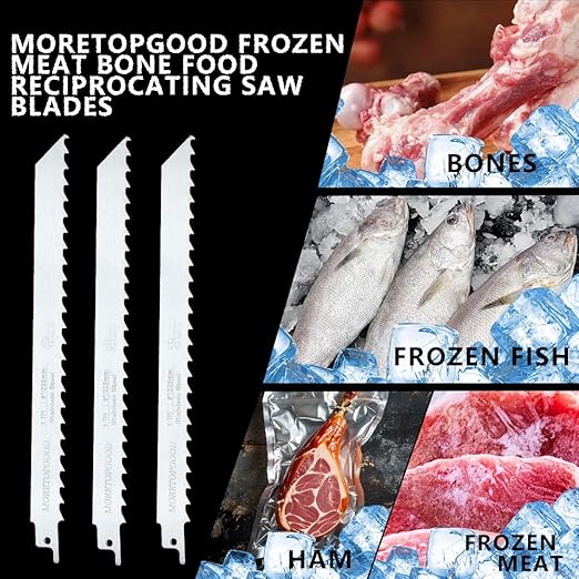 9 Inch Stainless Steel Reciprocating Saw Blades for Frozen Meat Bone Cutting,3 TPI Food Saw Blades-5 Pack