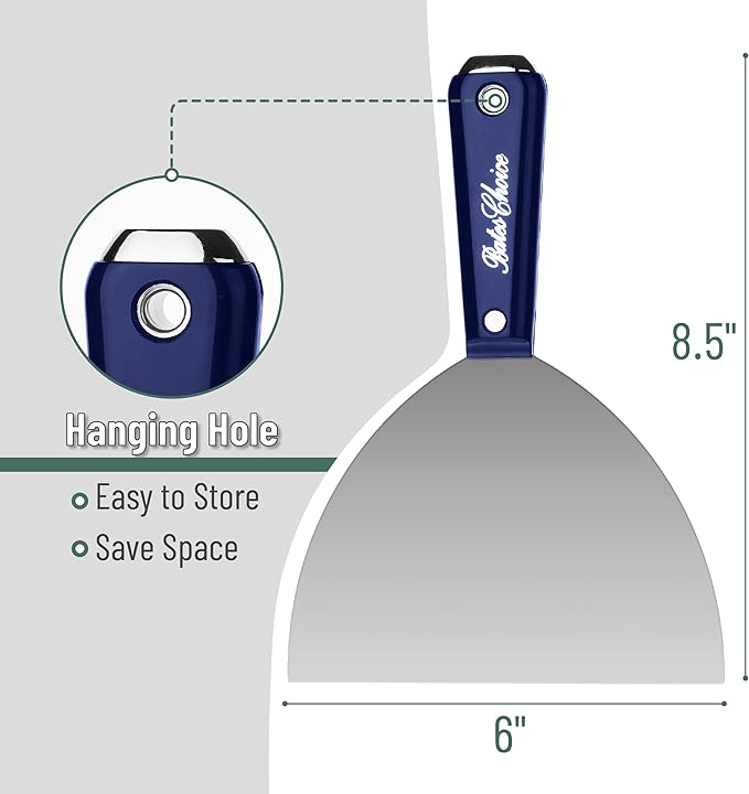 Bates- Putty Knife, 6-Inch, Carbon Steel, Flexible, Metal Scraper, Spackle Knife, Drywall Spackle, Metal Paint Scraper Tool, Putty Knife Scraper, Wall Scraper