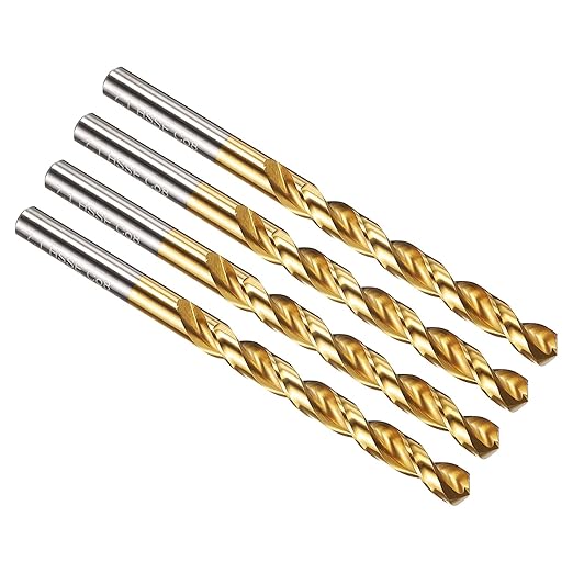 PATIKIL 7mm Drill Bit, M42 8% Cobalt High-Speed Steel Jobber Straight Shank 135° Titanium Nitride (TiN) Coated for Hard Metal Stainless Steel - 4 Pack