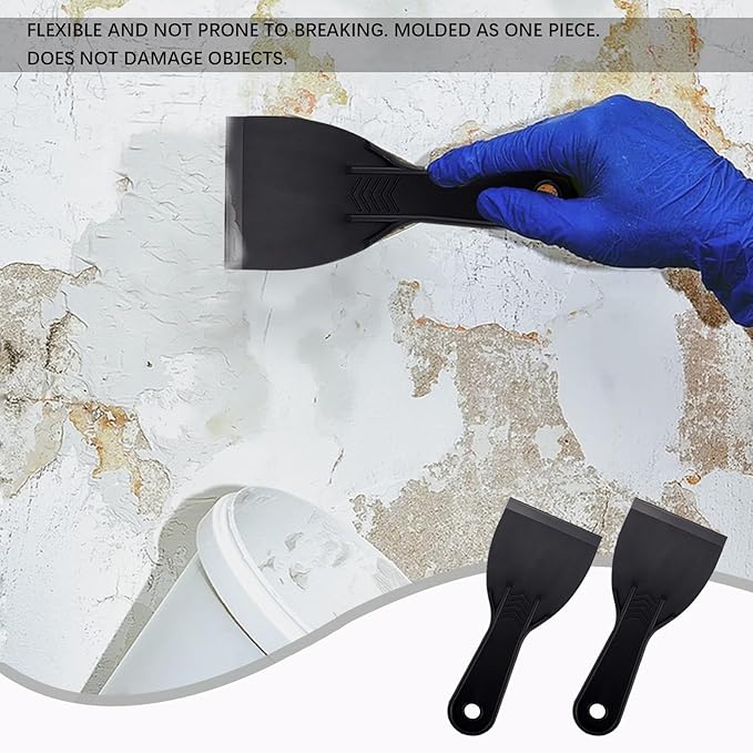 10Pcs Plastic Putty Scraper, Putty Knives for Taping Drywall Spreading Painting Wall Scratching, 3" Width 6mm Thin