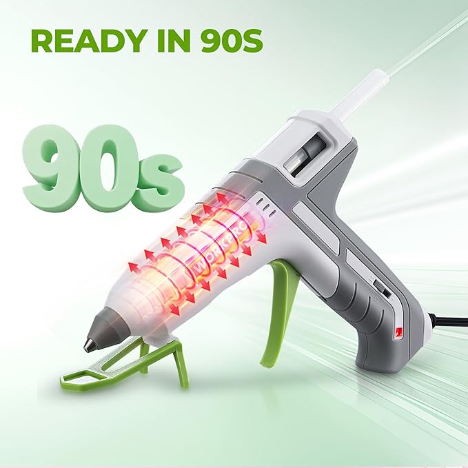 WORKPRO Hot Glue Gun Full Size - 60/100W Dual Temp Glue Gun and Sticks Set with 10 PCS Glue Sticks (7/16") - 90S Fast Preheating Hot Glue Gun Kit for Construction, Crafting, DIY and Repairs - White