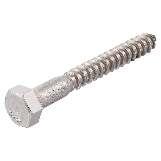 5/16 x 4 Stainless Lag Bolt (25-Pack) 18-8 Stainless Steel, Heavy Duty Hex Wood Lag Screw, ASME B18.2.1 Commercial/Industrial Grade by Makers Bolt