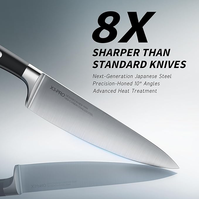 KnifeSaga Knife Set with Block, Japanese 15 PCS Ultra Sharp Ktichen Knives Set, High Carbon Stainless Steel Knife Block Set with Sharpener, Professional Knives with Ergonomic Handle for Home Chefs