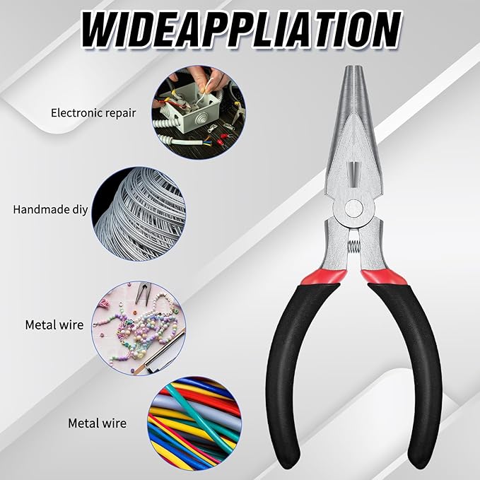Lasnten 12 Pack Mini Needle Nose Pliers Bulk, 5 Inch Small Long Nose Pliers with Side Cutter, Spring Loaded Thin Needle Precision Tool for Crafts Jewelry Making Tiny Project DIY (Black)