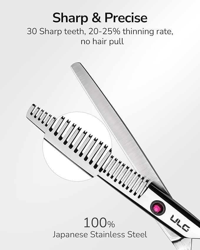 ULG Hair Thinning Scissors Professional Barber?셲 Texturizing Teeth Shears for Hairdressing, Salon and Home Use Thinning Shears for Hair Cutting, Made of Japanese Stainless Steel, 6.5 inch