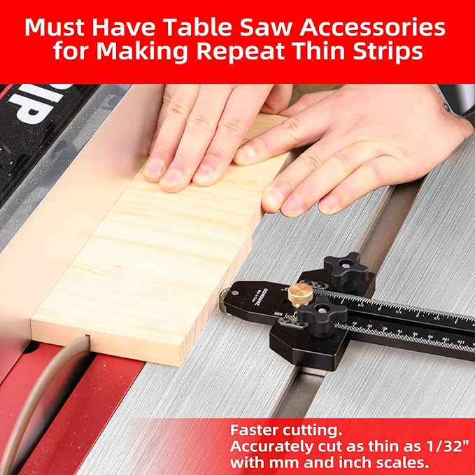 Thin Rip Jig Table Saw Jig Guide for Making Repetitive Narrow Thin Strip Cuts Woodworking Tools Fast Thin Ripping Guide for Table Saw Band Saw Router Table Fits for 3/8" x 3/4" T Slot