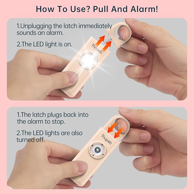 Thopeb?밫he Original Personal Safety Alarm for Women Self Defense ??Elders & Kids Self Defense Keychain Siren ??135dB Loud Siren Bird Sound ??Cute Key Chains Protection (Metallic Rose)