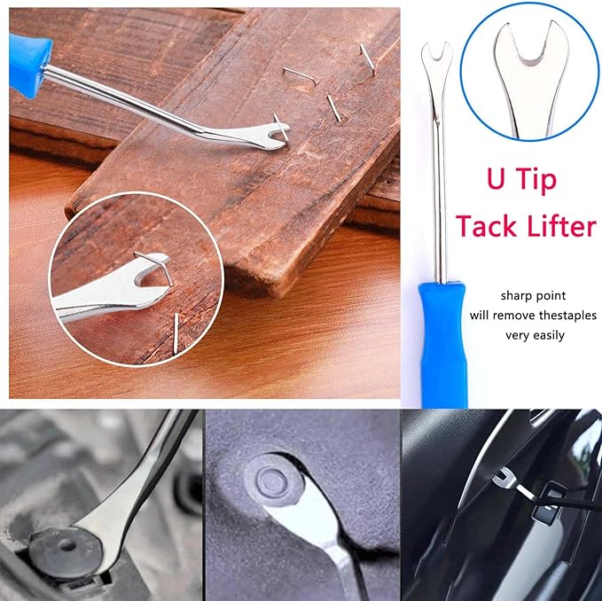 3-Piece Staple Remover Tool Set, Upholstery Tack Puller, Nail Remover for Furniture, Carpet, Wood