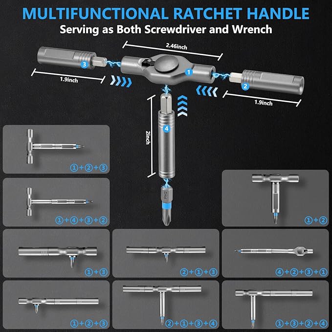 Magnetic Screwdriver Set,50 In 1 Ratchet Screwdriver Kit,Precision Screw Drive Torx Bit with Handle,Multi Tool Gift for Glasses Repair,Watch,Tech Lovers,Bike,Electronics,Home,Phone,Computer,Laptop,Diy