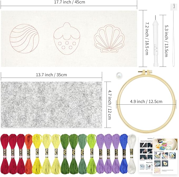 HAND U JOURNEY 3Pcs Embroidery Punch Needle Coasters Kit, Original Design with 2.2mm Punch Tool, Threads and Hoop