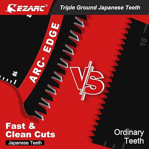 EZARC Japanese Tooth Oscillating Saw Blades - 5 PCS Extra-Long Reach Arc Edge CRV Multitool Blades Clean Cut for Wood and Plastic, Universal Quick Release Oscillating Tool Blades Kits