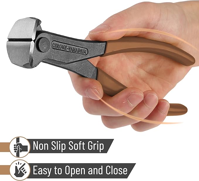 Bates- Nail Puller, 7 Inch, Brown, Nail Remover Tool, Cutting Pliers, Carpenter Tools, Staple Puller, End Cutting Pliers