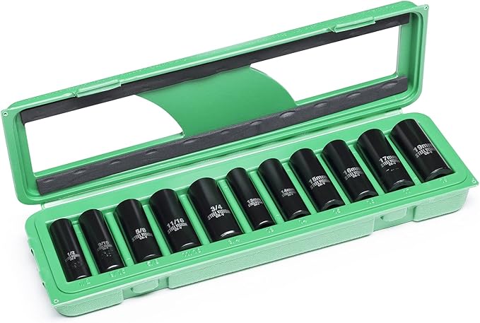 Steel Vision 11 pc 3/8 in Drive Deep Impact Socket Set,SAE & Metric竊?6Point, Chrome vanadium steel竊?3 Pieces 3/8" Dr. Socket