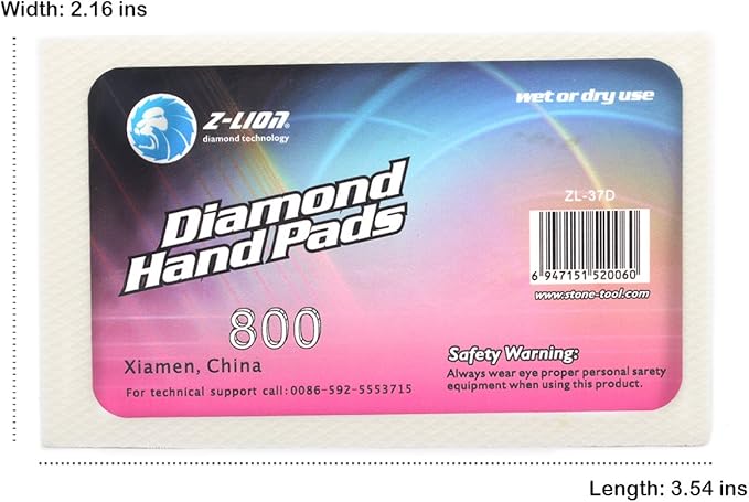 Z-Lion Resin Diamond Hand Sanding Pads Grits 800 for Stone Glass Ceramic Marble Granite