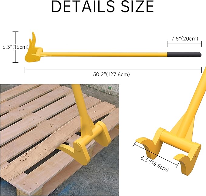 Upgrade ZOOKASEA Pallet Buster 50" with Handle, Heavy Duty Deck Board Removal Tool, Non-Slip Grip Wrecking Pry Bar, Multi-Purpose Breaker for Efficient Removal, Renovation and Construction, Yellow