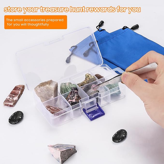 19 PCS Geology Rock Hammer Kit, 24oz Rock Pick Hammer, 3 Digging Chisels, Folding Shovel, Rock Hounding Tools with Brushes, Pocket Knife, Tweezers, Loupe, Goggles,Whistle, Shoulder Bag