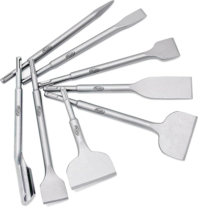 8 pcs SDS Plus Chisel Set, Masonry Concrete Drill Bit Set, Tile Removal Chisel Bits for Rotary Hammer with Point Flat Wide Tile Inclined Grooving Scraping Scaling Chisels