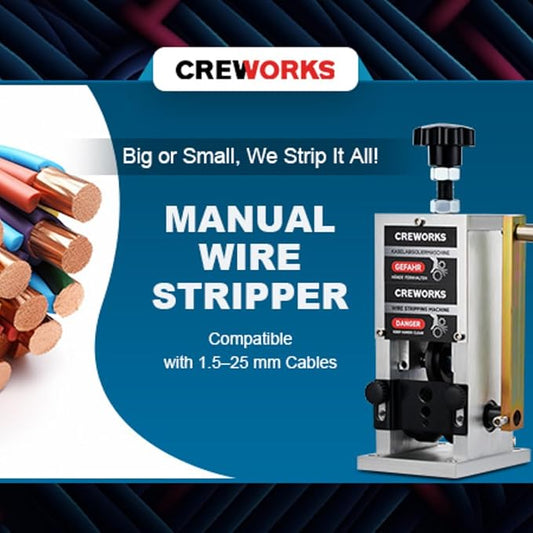 CREWORKS Manual Wire Stripper Machine, 0.06"-1" Wire Stripping Machine, Wire Stripping Tool for 1.5-25 mm Scrap Wire, Cable Stripper for Power Drill, Copper Wire Stripper for Leftover Cable
