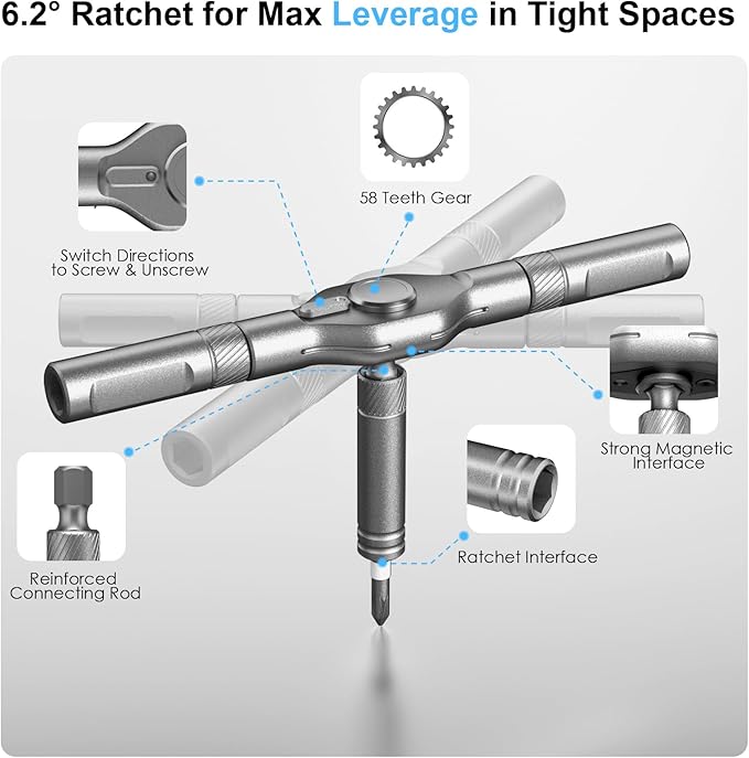 42 in 1 Magnetic Screwdriver Set, Multi Bit DIY Ratchet Screwdriver Set T Handle Detachable, Compact and Portable Versatile Precision Tool Kit for PC, Furniture, Bicycle