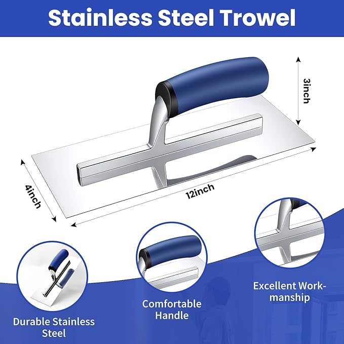 Drywall Hand Tools Kit, Putty Knife Set with Aluminum Hawk, Mud Pan, Flat Finishing Trowel, Multi-Fuctional Paniter Scraper
