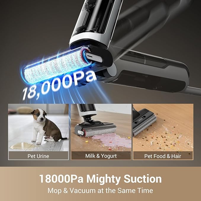 dreame H14 Cordless Vacuum Mop, 180째 Lie-Flat Wet Dry Vacuum cleaner, 140째F Brush Washing, Fast Hot Air Drying in 5Mins, Smart Hard Floor Cleaner Machine with Powerful Suction, Great for Sticky Messes
