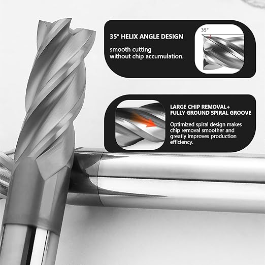3PCS 7/64" Carbide Square End Mills Set 4 Flute AlTIN Coated CNC Milling Bits for Alloy Steels, Hardened Steels, Cast Iron