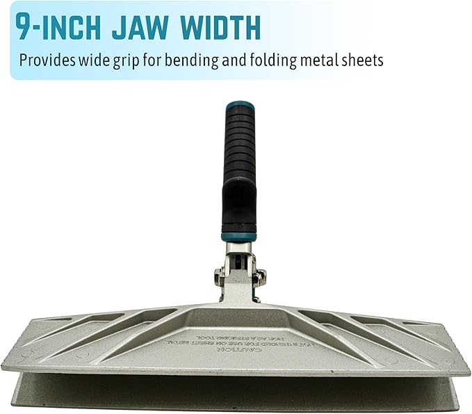 9-Inch Zinc Alloy Hand Seamer Tool for Bending, Folding Aluminum, Vinyl Roof Flashing, Coil and Fascia, Heavy-Duty Construction