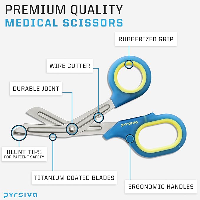 Glow in the Dark Trauma Shears ??7.5" Titanium-Coated Stainless Steel Bandage Scissors for Nurses, EMTs & Doctors | Professional Medical Shears for First Responders & Wound Care