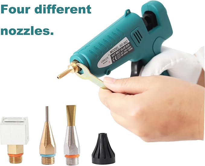 Professional Hot Glue Gun Kit with Case, Full Size Hot Glue Guns Luxury Set with 4Pcs Different Interchangeable Copper Nozzle Set and Glue gun Sticks 12Pcs