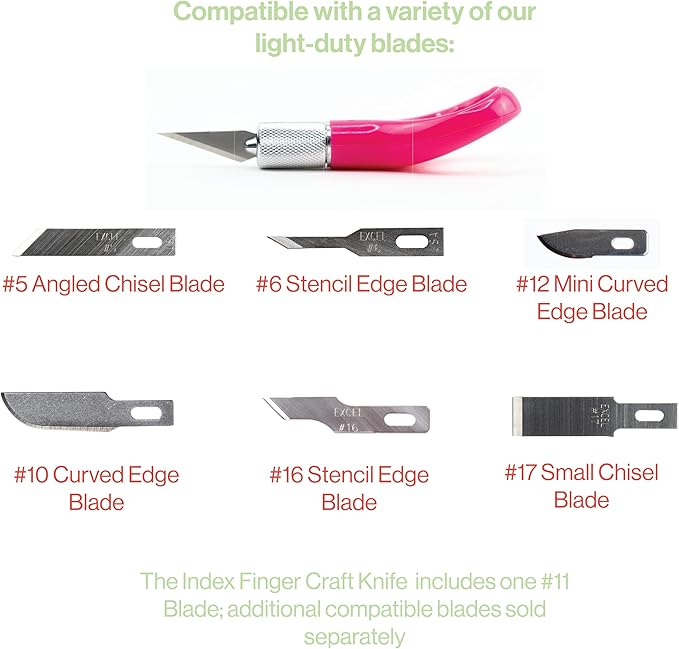 Excel Blades K71 Fingertip Craft Knife ??7-Inch Ergonomic Hobby Knife with Finger Loop ??Precision Cutting Tool for Paper, Vinyl, Foam, and Stencils ??Includes #11 Blade and Safety Cap ??Pink