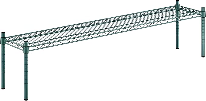 12" x 60" x 14" Green Epoxy Wire Storage Shelf, Dunnage Rack, Commercial 1 Tier Small Shelf