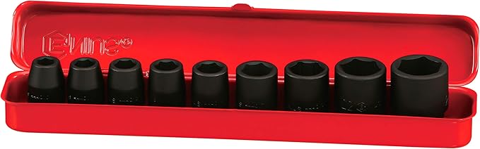Genius Tools 9 Piece 1/2" Dr. SAE Impact Socket Set FS-409S