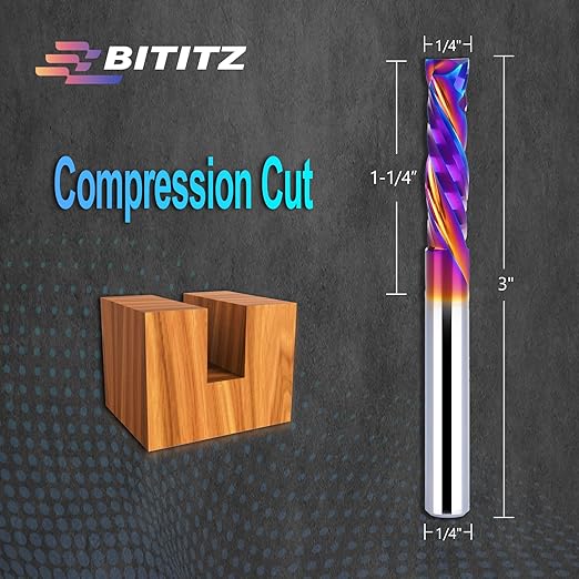Up & Down Cut Spiral Router Bit 1/4 Inch Shank 1/4 Inch Cutting Diameter, Coating CNC Router Bits End Mill for Wood Cutting, Slot Mortise, Engraving