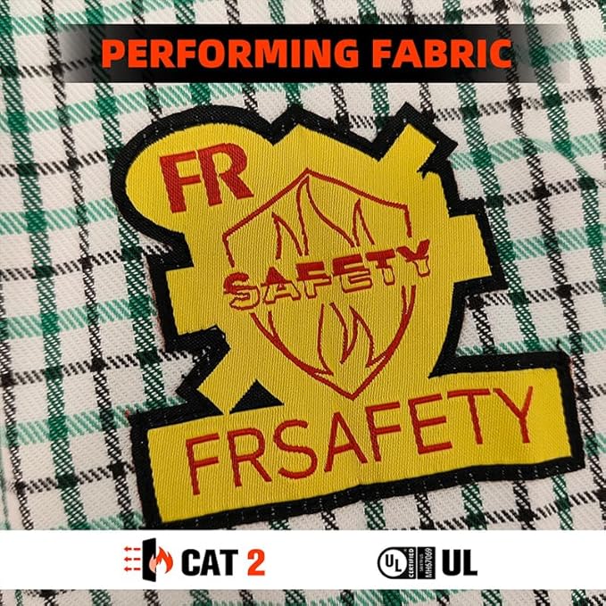 SKSAFETY 7oz FR Shirts for Men, Welding Shirt Hi Vis Flame Resistant 100% Cotton Fire Retardant Longsleeve Shirt CAT2