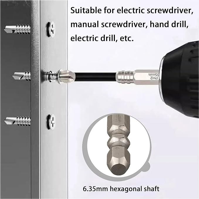 Screwdriver Bit Set, KEWAYO 6Pc Magfixer New K5 High-Magnetic Drill Set 1/4 Hex Shank for Impact Drill Driver