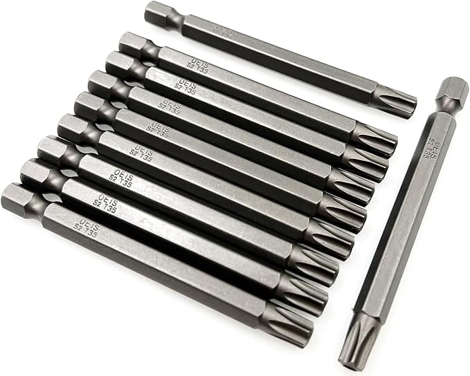 XMHF 10Pcs 75mm/3inch Long 1/4 Inch Hex Shank T35 Torx Head Magnetic Screwdriver Bits Security Tamper Proof Star 6 Point Screw Driver Set
