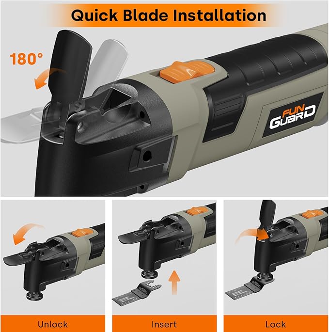 Oscillating Tool 300W, 6 Variable Speeds 22000 OPM Electric Corded Multi-tool with 3.5째Oscillation Angle, Quick Change Blade System,30pcs Accessories for Cutting, Sanding, Grinding, Scraping