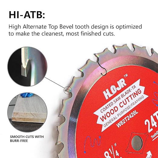 Circular Saw Blade Woodworking TA Series 8-1/4" 24-Tooth Arbor: 5/8",Finishing/General Purpose Wood Cutting,Special Anti-Thermal Adhesion Coating on Cutting Head -TA, 8-1/4" 24T TA
