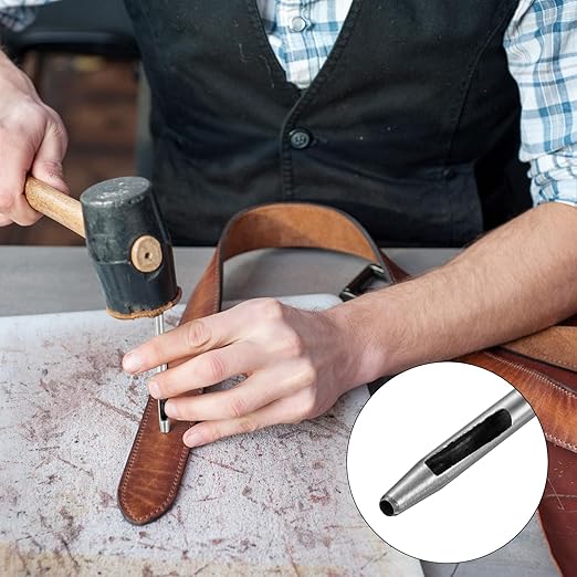 2MM Leather Hole Punch Tool [4PCS] - Metal Round Belt Hole Puncher Use for Leather Working & Belts & Watch Band & Paper & Plastic - [Silver Tone] Round Hollow Tools