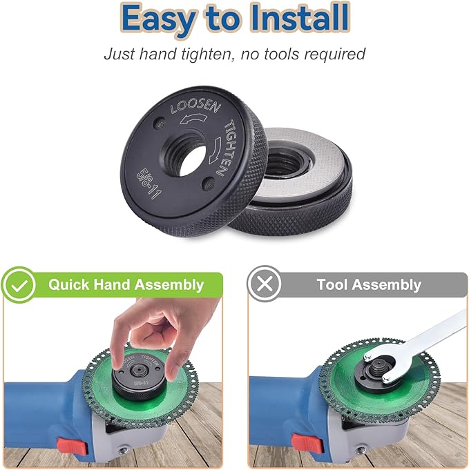 5/8"-11 Thread Angle Grinder Flange Nut, Tool Free Quick Release Lock Nut for for 4쩍" 5" 7" 9" Angle Grinder