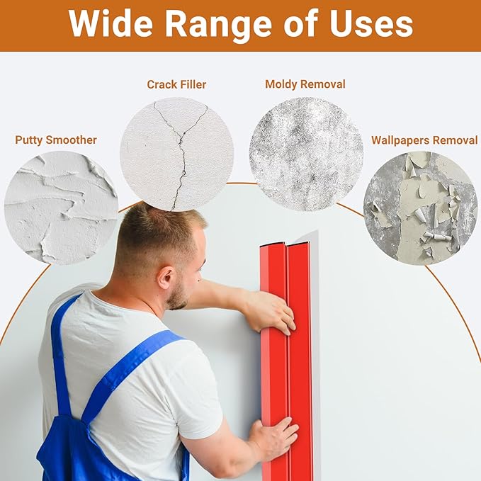 DEKEones Drywall Skimming Tools Set with 10??4??2??Skimming Blades, a Paint Roller, a Extension Pole and 3 Kinds of Putty Knife Tools for Smoothing Wall and Ceiling