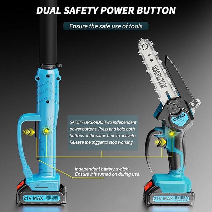 2-in-1Pole Saw竊? Inch Mini Chainsaw Cordless,with Extension Pole,Adjustable 180째 Cutting Angle with 2 Battery, Auto-oil,Pole Saws for Tree Trimming,Ideal Gifts for Men Dad